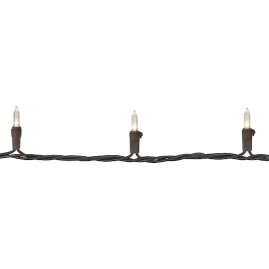 35ct. Warm White LED Mini Christmas Lights Set With Brown Wire